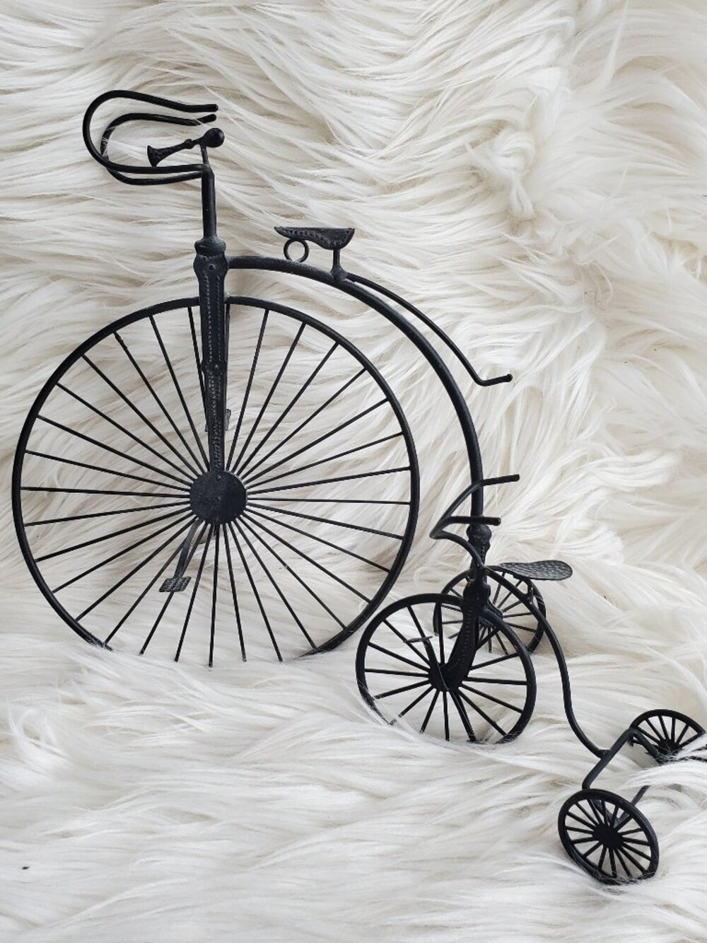 Vintage Metal Decorative High Wheel Bicycle/Tricycle Freestanding Bundle